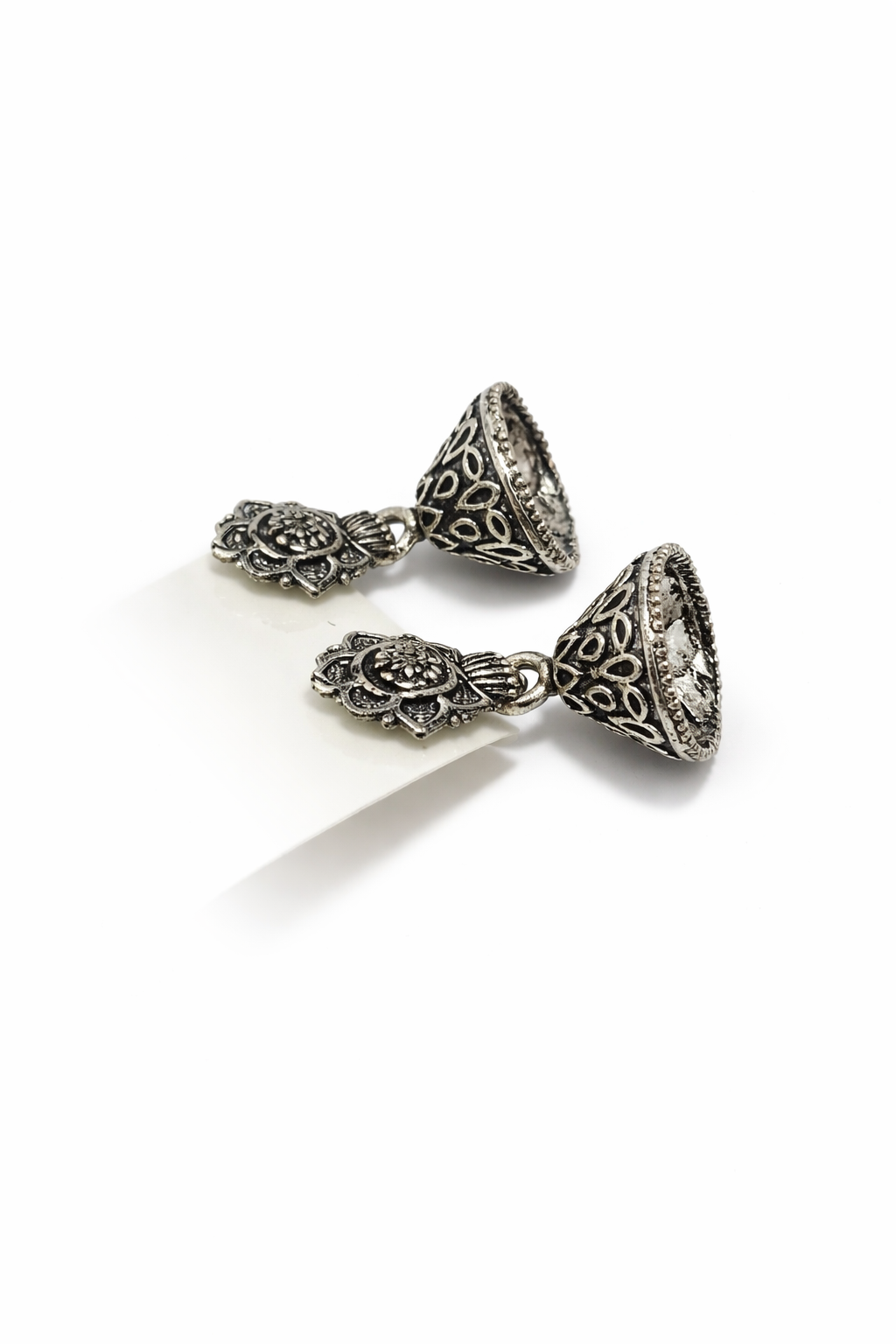 Floral Heritage Oxidised Jhumka Earrings