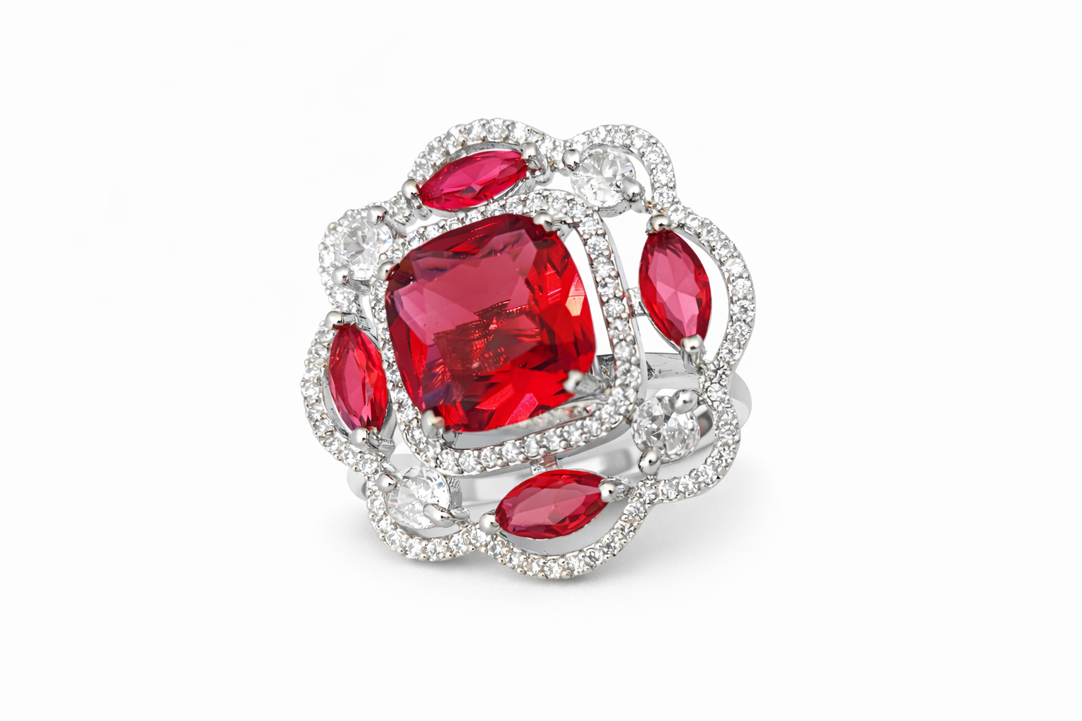 American Diamond Ruby Statement Ring