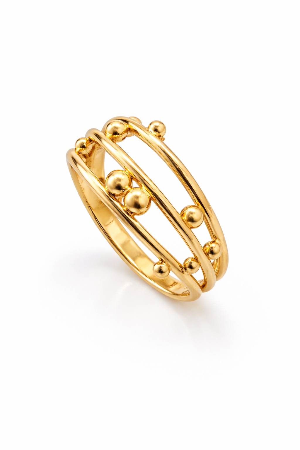 Anti-Tarnish Gold Multi-Layer Beaded Statement Ring