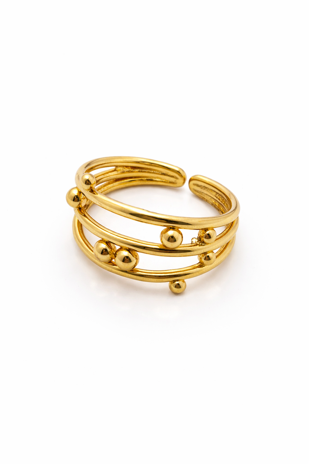 Anti-Tarnish Gold Multi-Layer Beaded Statement Ring