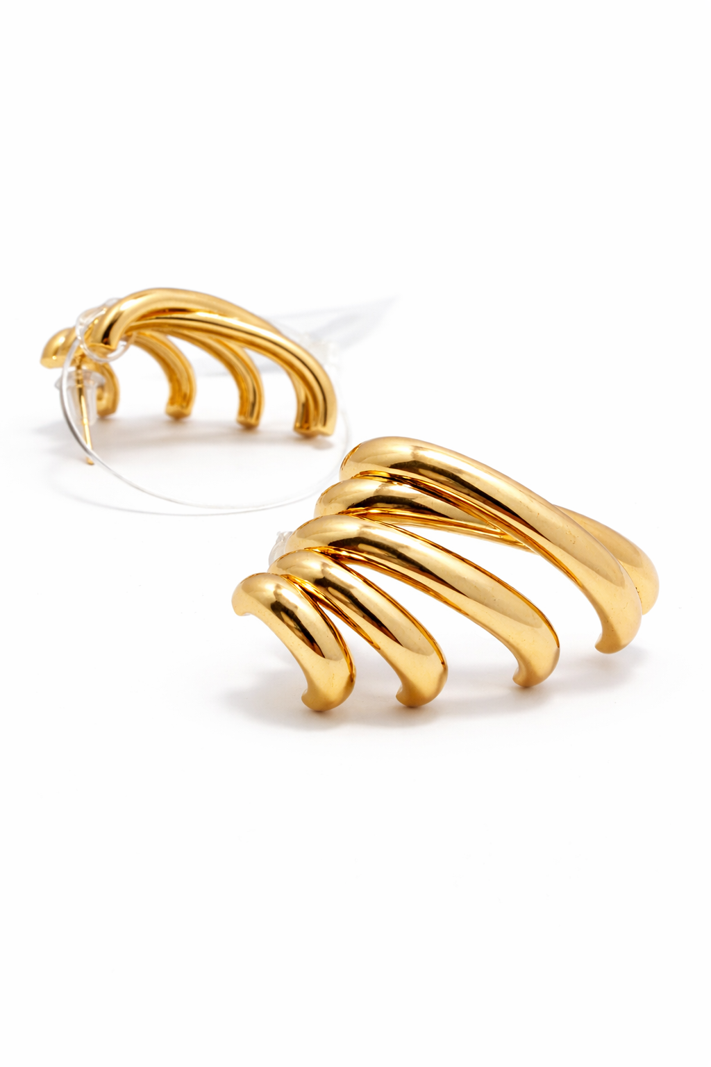 Golden Wave Anti-Tarnish Sculpted Stud Earrings