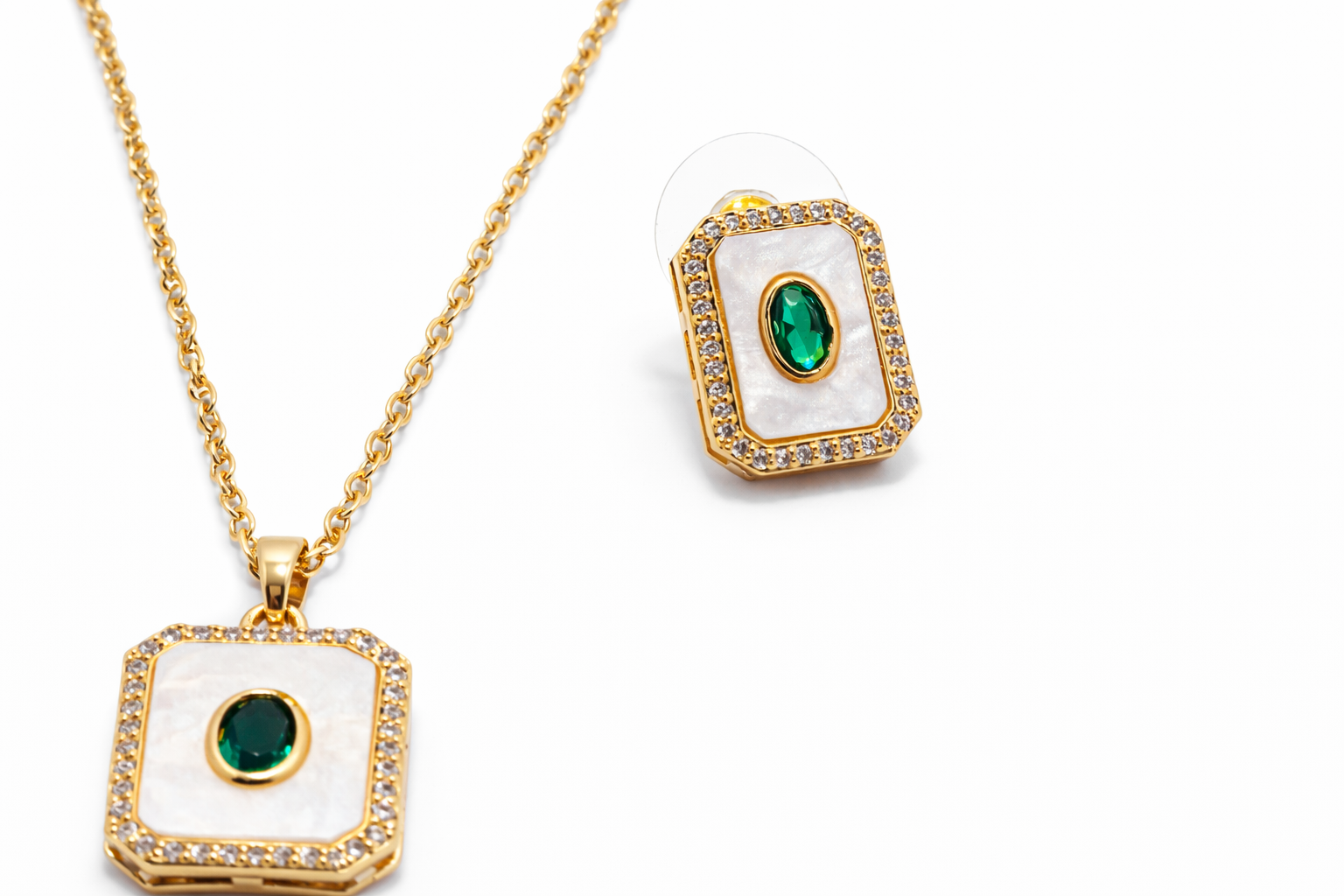 Mother of Pearl Pendant and Earring Close-up