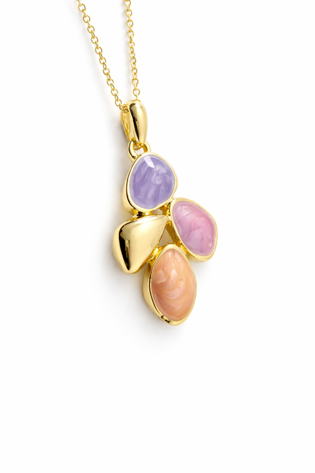 Pastel Petal Anti-Tarnish Gold Pendant Set
