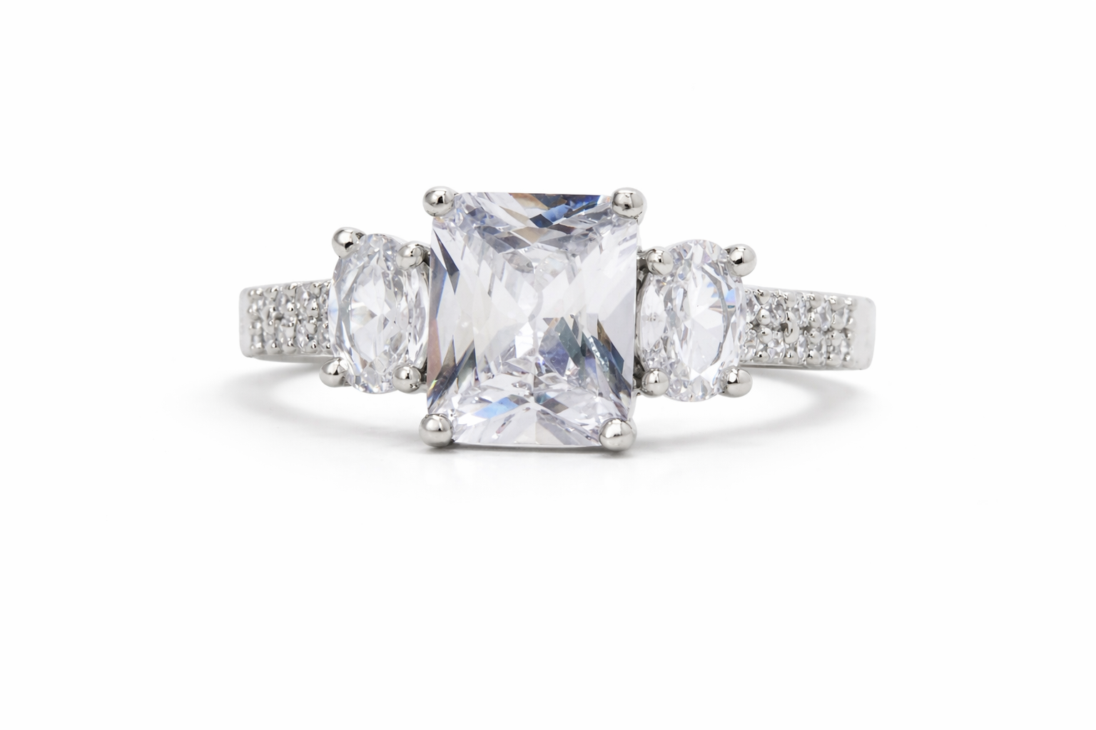 Princess Trio American Diamond Engagement Ring