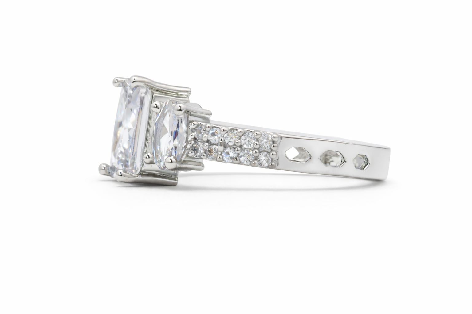 Princess Trio American Diamond Engagement Ring