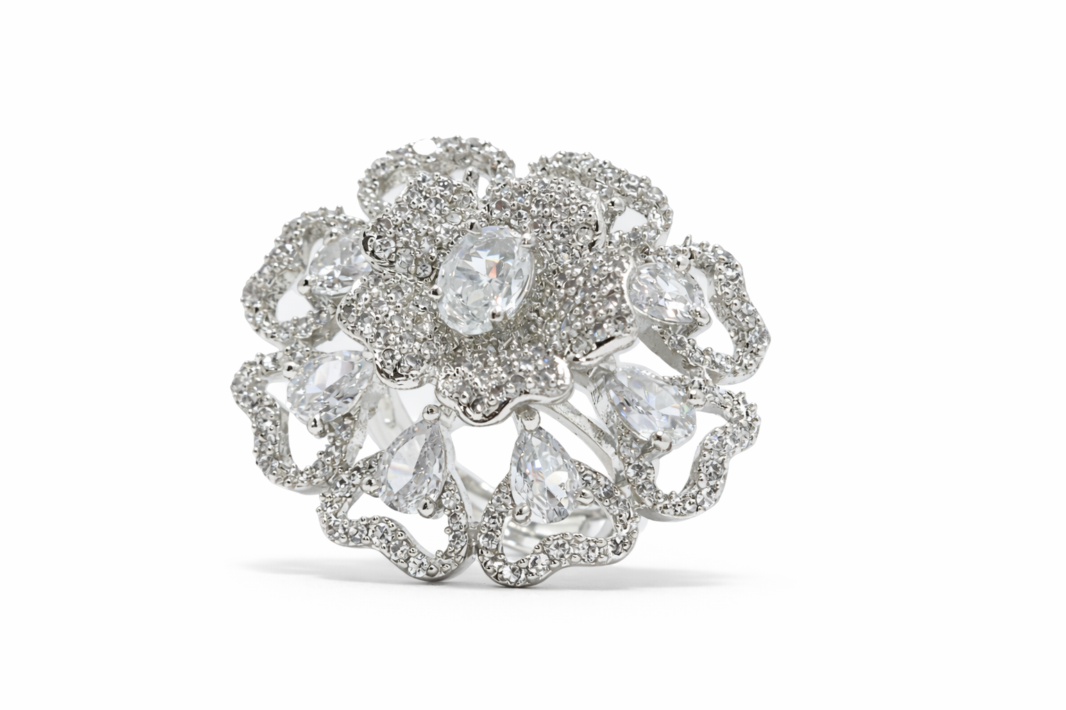 Royal Bloom American Diamond Statement Ring
