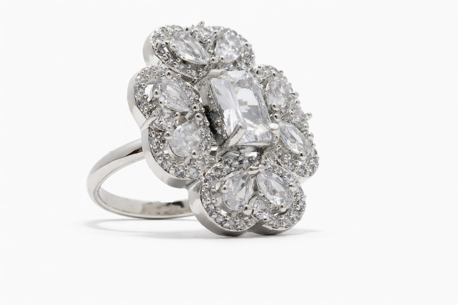 Princess Bloom American Diamond Ring