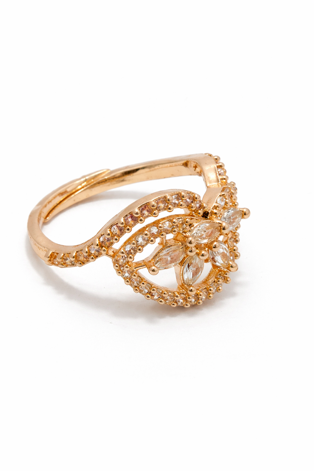 Rose Luxe American Diamond Floral Ring