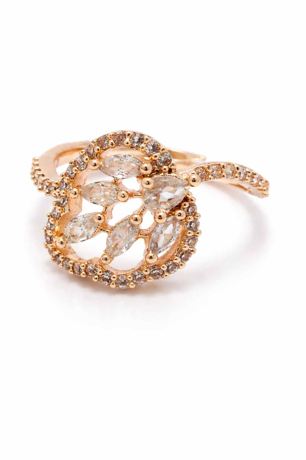 Rose Luxe American Diamond Floral Ring