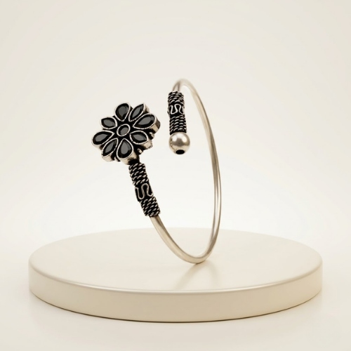 Vintage Blossom Oxidised Cuff Bracelet