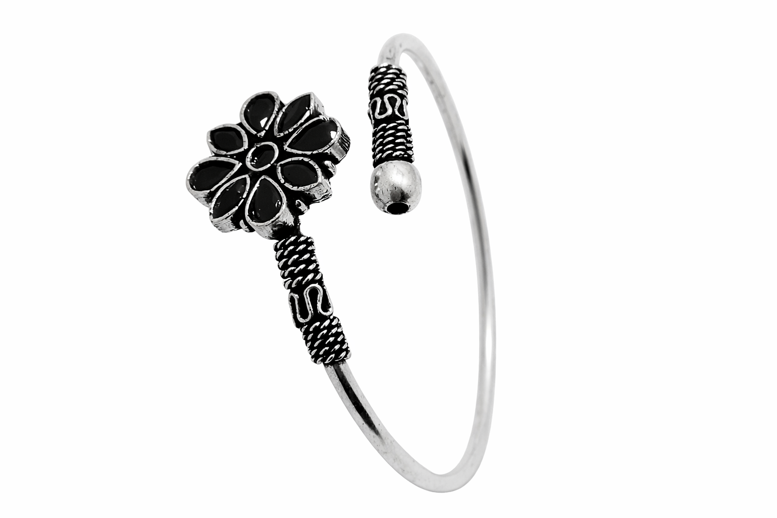 Vintage Blossom Oxidised Cuff Bracelet