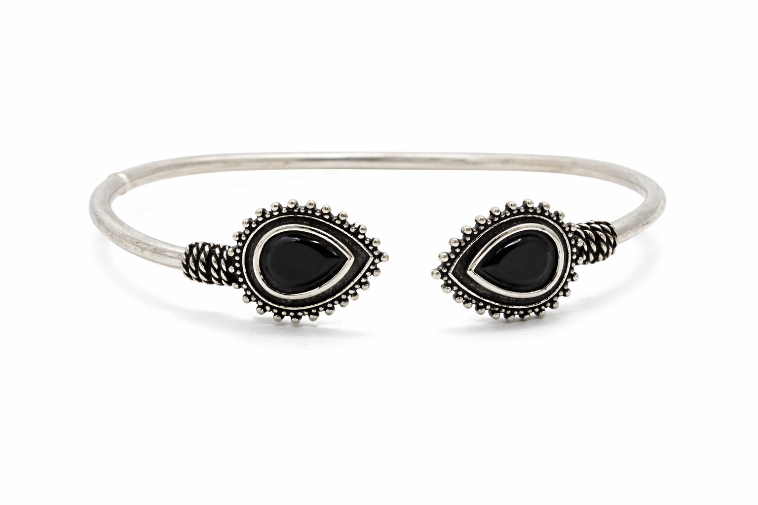 Royal Teardrop Oxidised Stone Cuff Bracelet