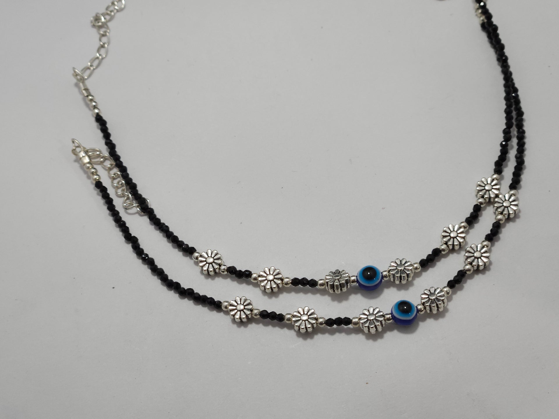 Dual Layer Evil Eye Floral Anklet (Payal)