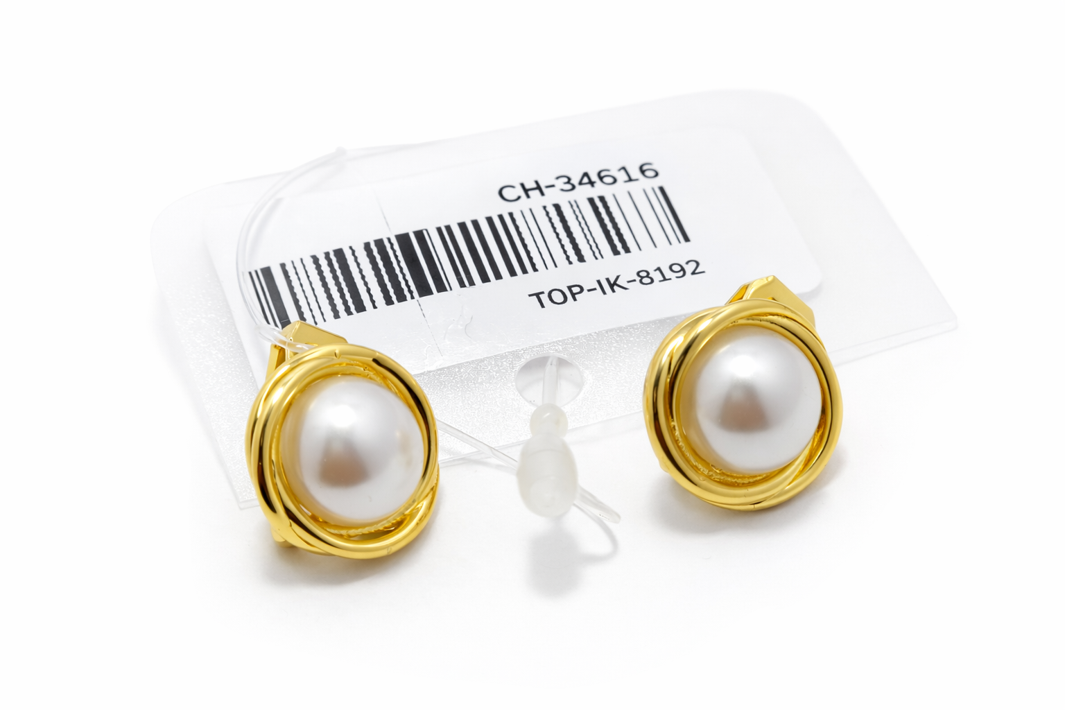 Classic Pearl Halo Anti-Tarnish Gold Stud Earrings