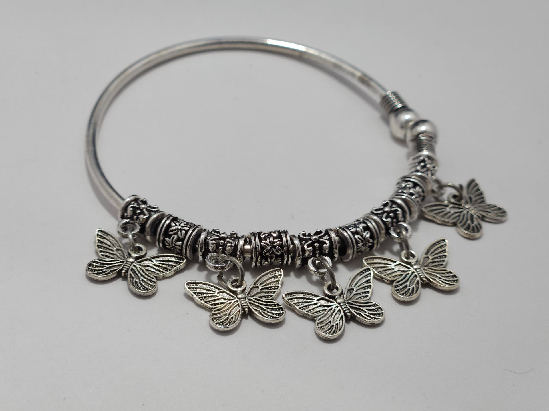 Oxidised Butterfly Charm Kada Anklet