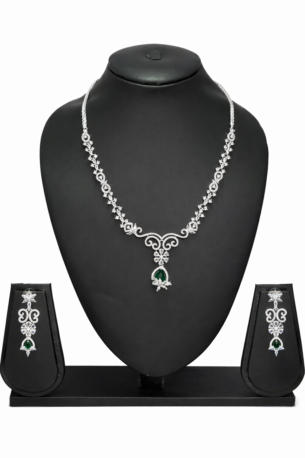Emerald Elegance American Diamond Necklace