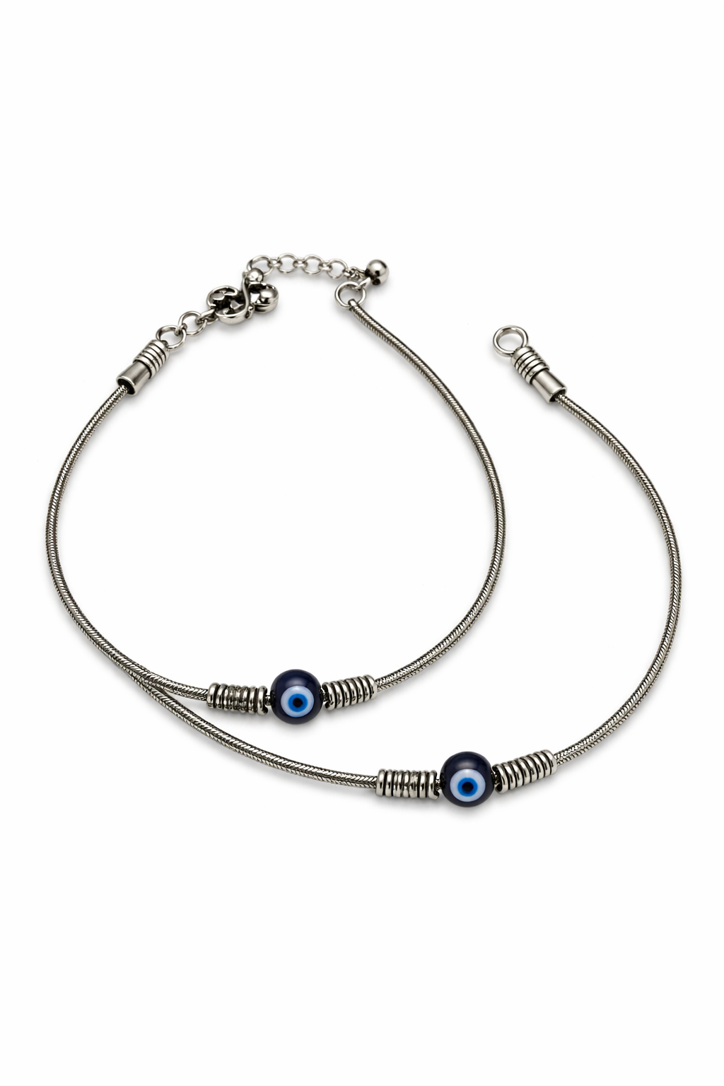 Evil Eye Protection Payal set – Silver Finish