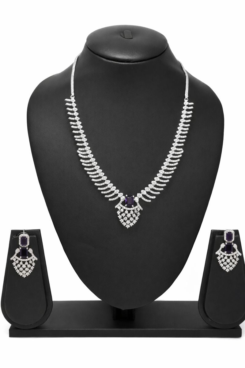 Amethyst Luxe American Diamond Necklace Set