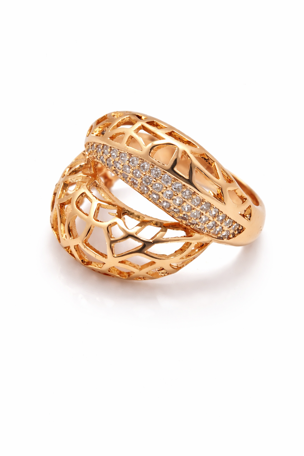 Luxe Crisscross American Diamond Statement Ring