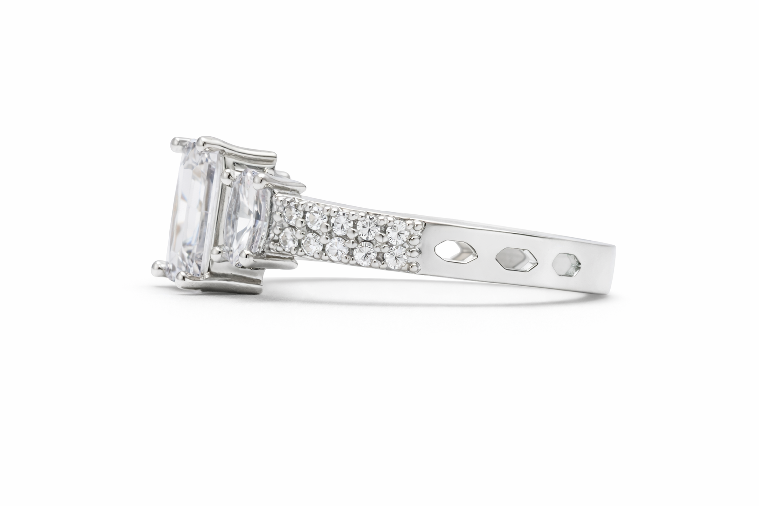 Princess Trio American Diamond Engagement Ring