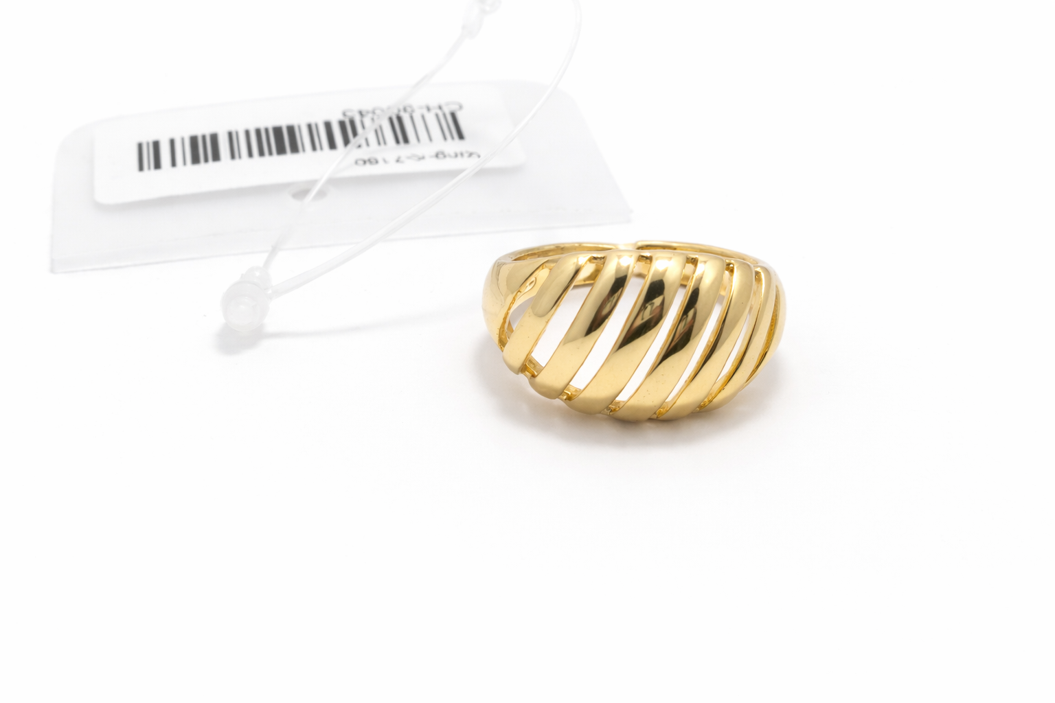 Anti-Tarnish Gold Finish Modern Ribbed Ring