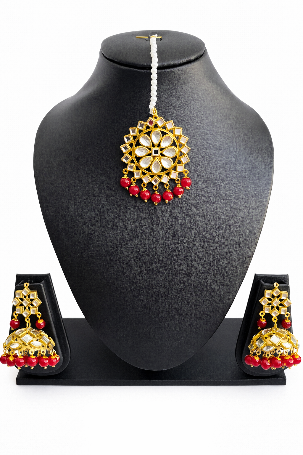 Royal Kundan Tikka & Jhumka Earring Set