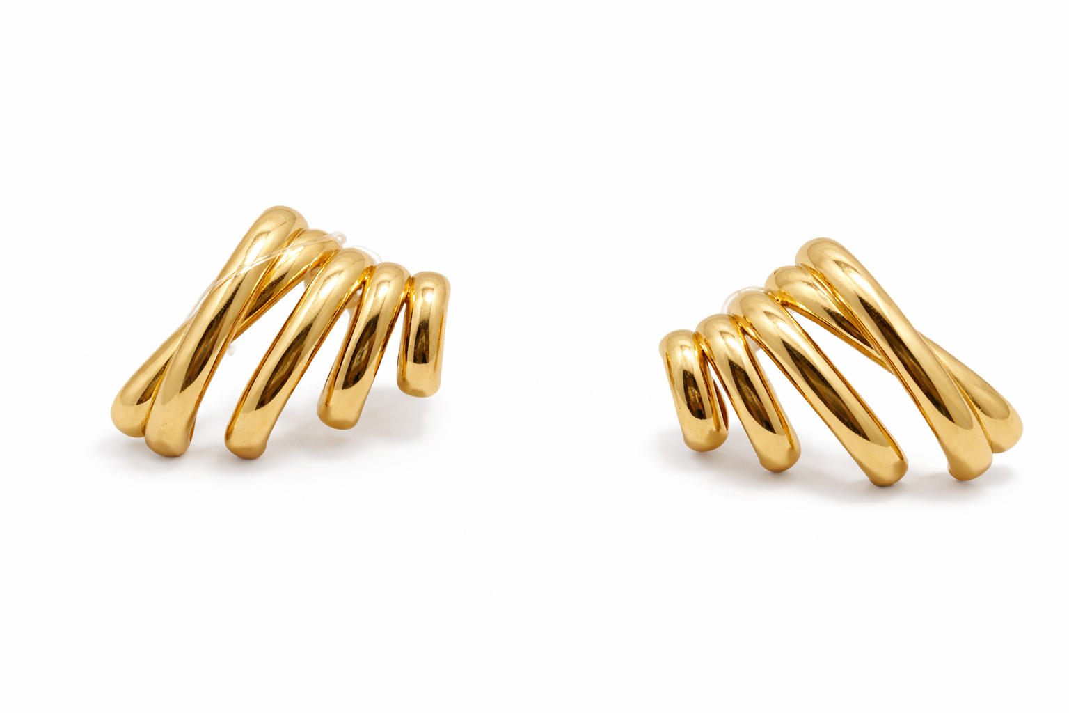 Golden Wave Anti-Tarnish Sculpted Stud Earrings