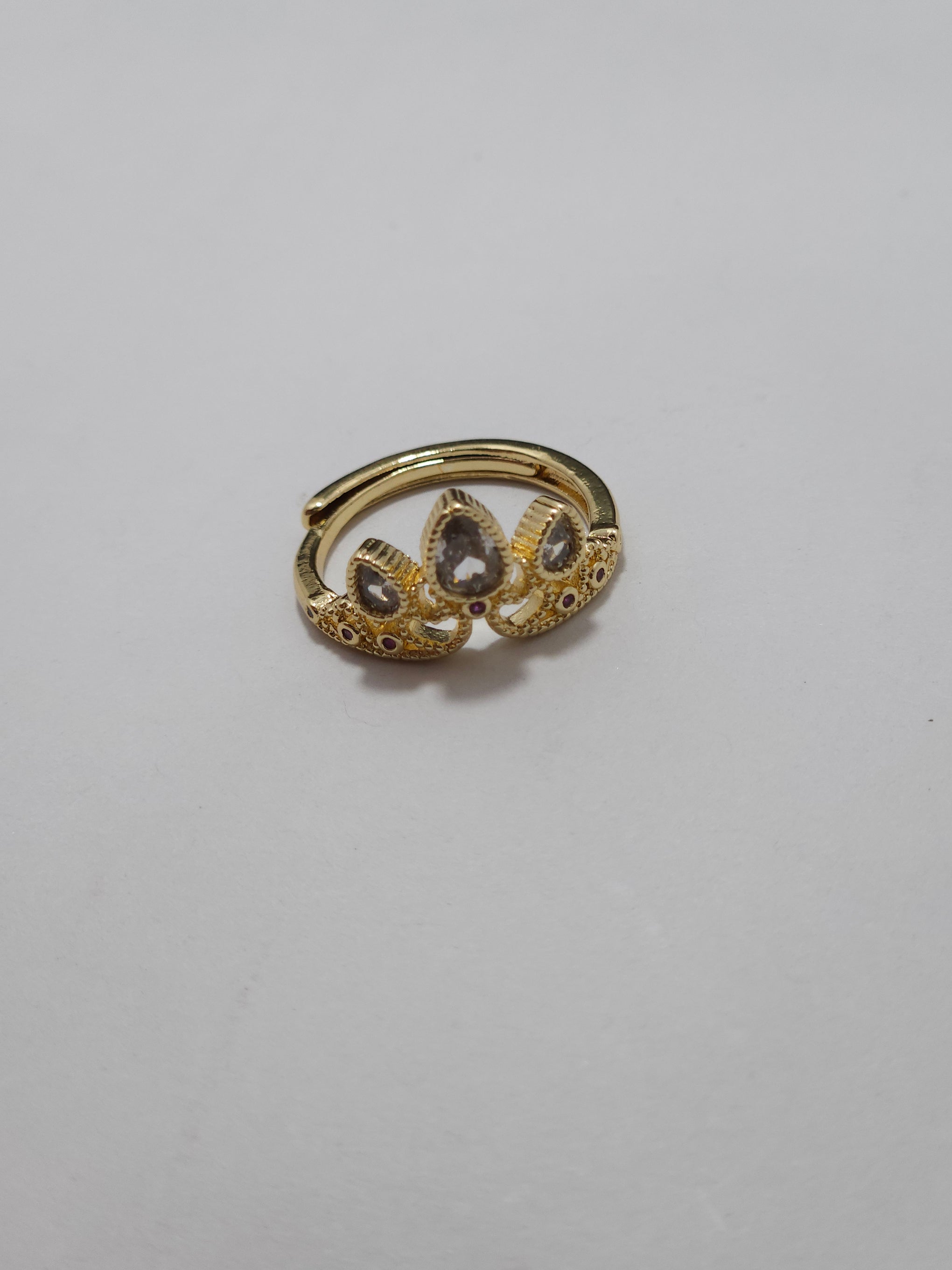 Royal Crown Crystal Ring – Gold-Tone Princess Tiara Ring