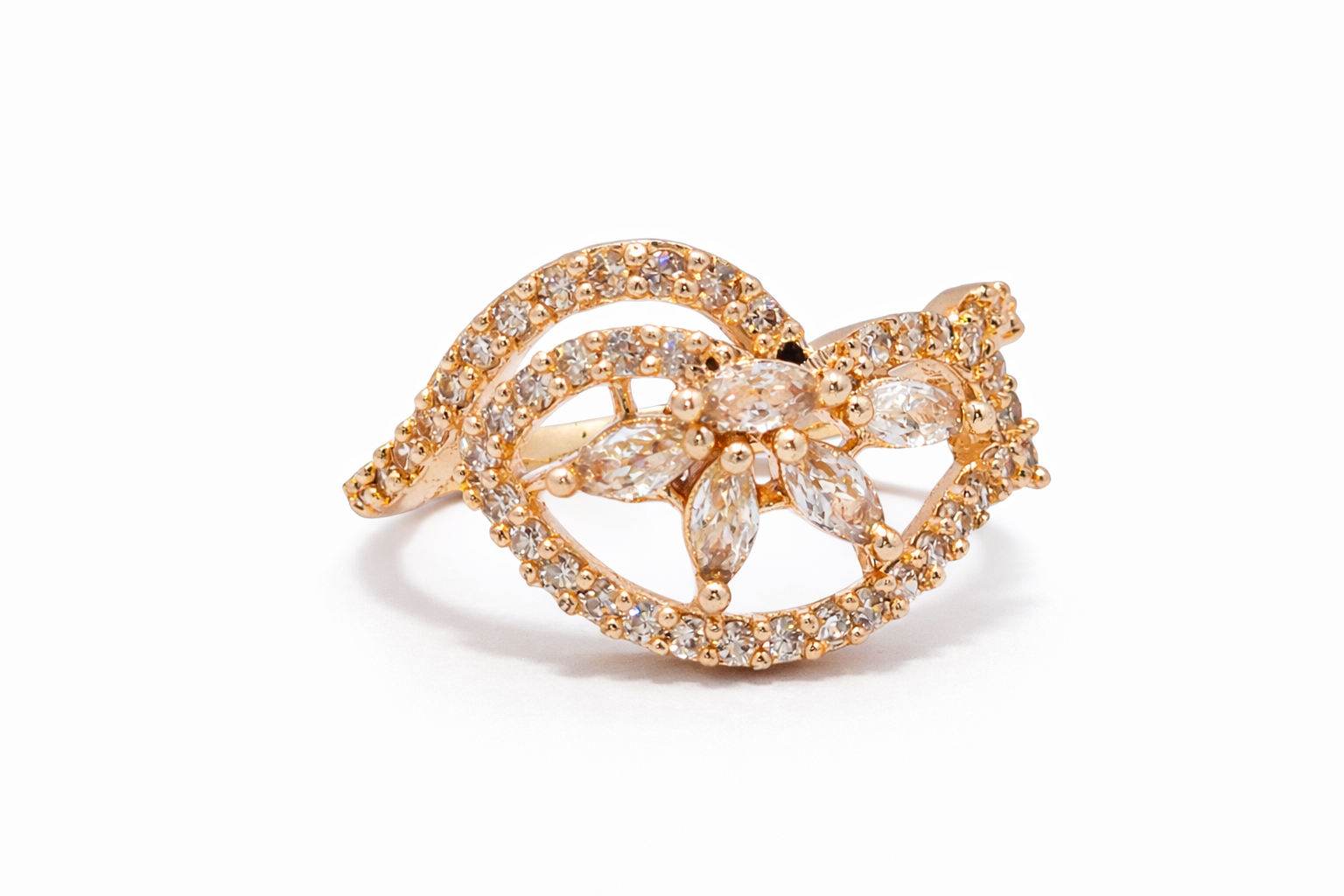 Rose Luxe American Diamond Floral Ring