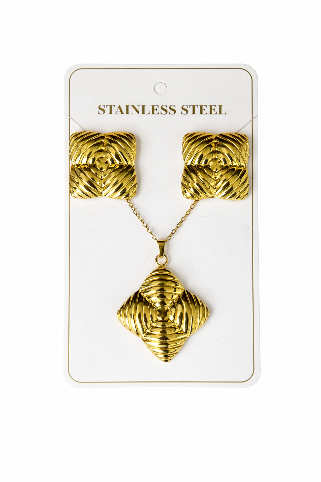Golden Luxe Geometric Anti-Tarnish Pendant Set