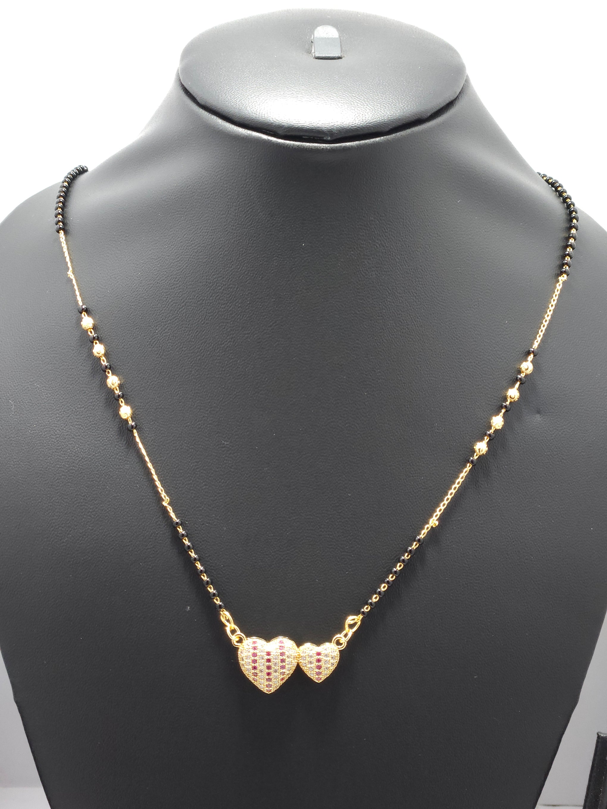 Heart Mangalsutra – Gold-Tone Crystal Designer Mangalsutra