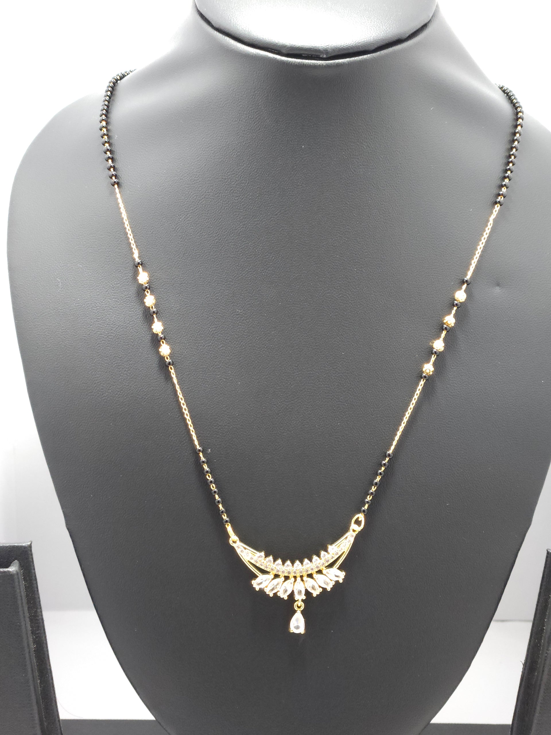 Mangalsutra – Gold-Tone Designer Black Bead Necklace