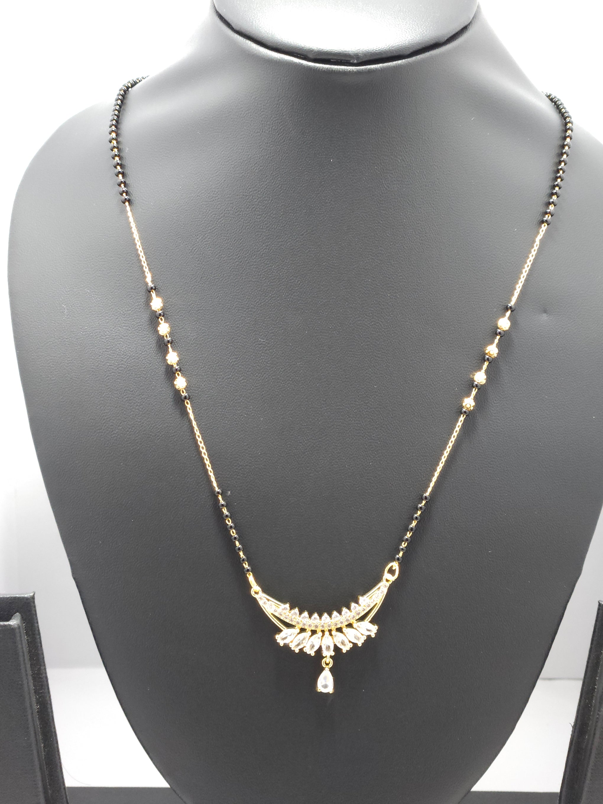 Mangalsutra – Gold-Tone Designer Black Bead Necklace