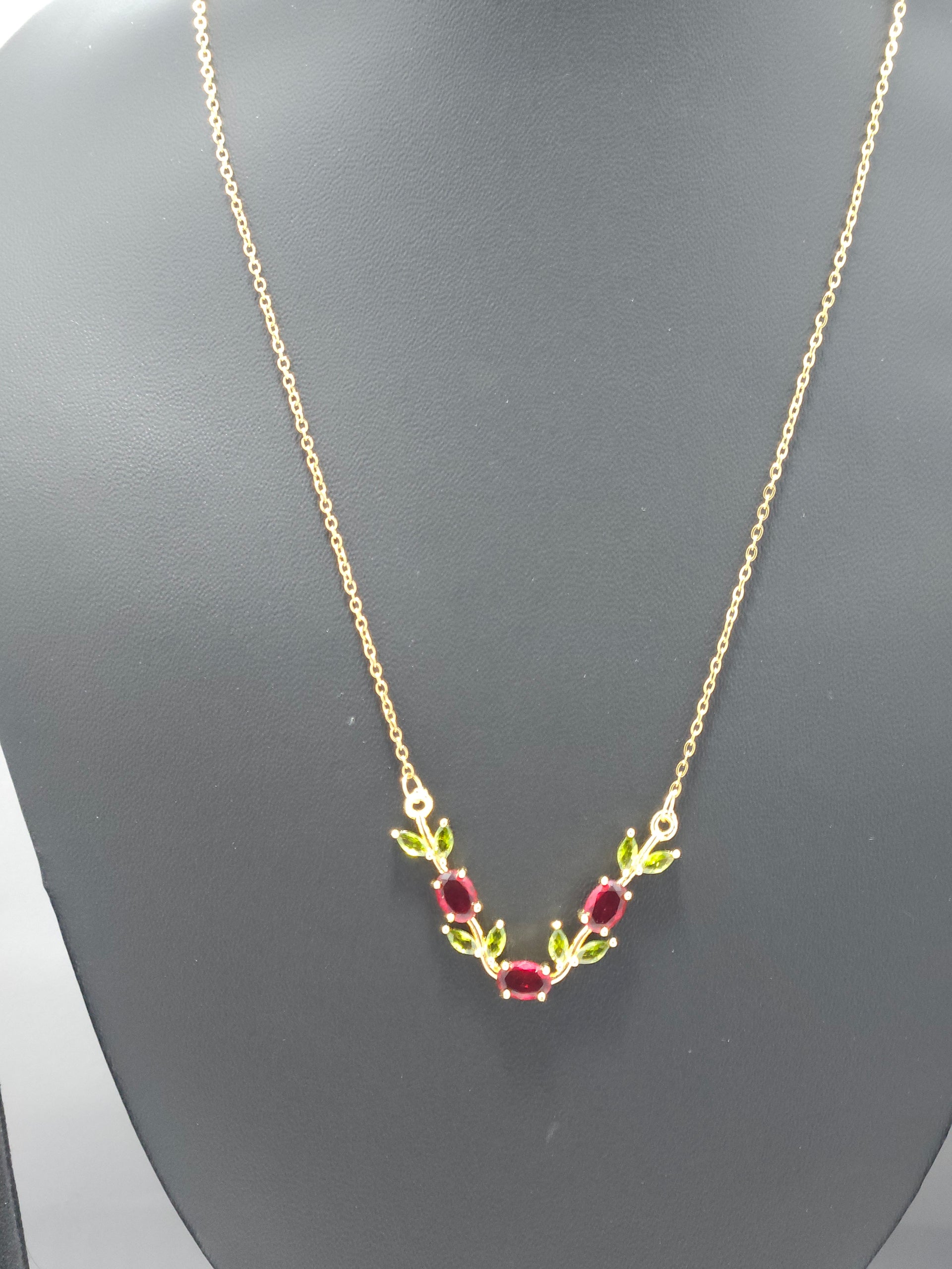 Leaf Elegance Necklace – Gold-Tone Floral Crystal Necklace