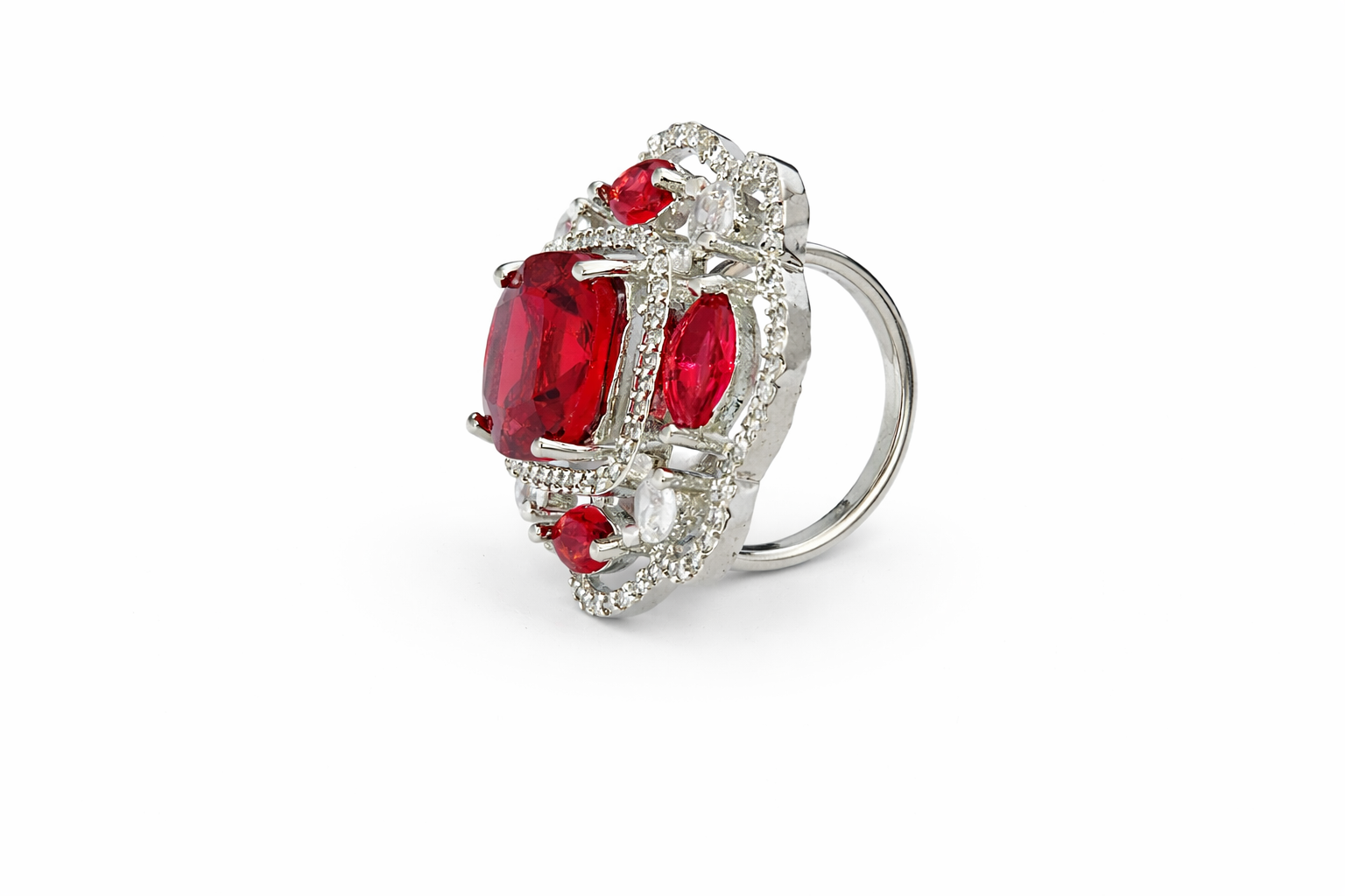 American Diamond Ruby Statement Ring