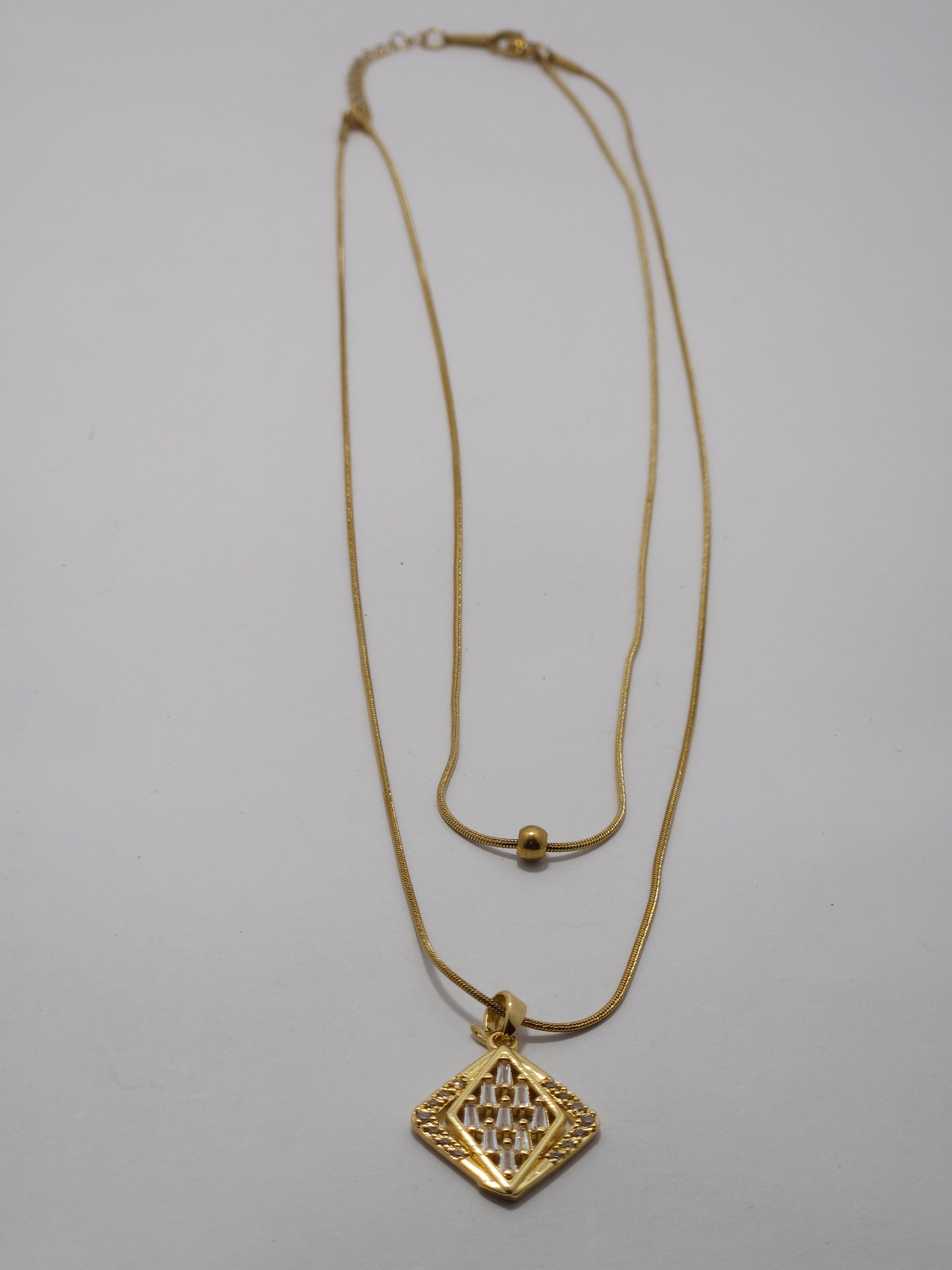 Anti-Tarnish Gold Layered Pendant Necklace