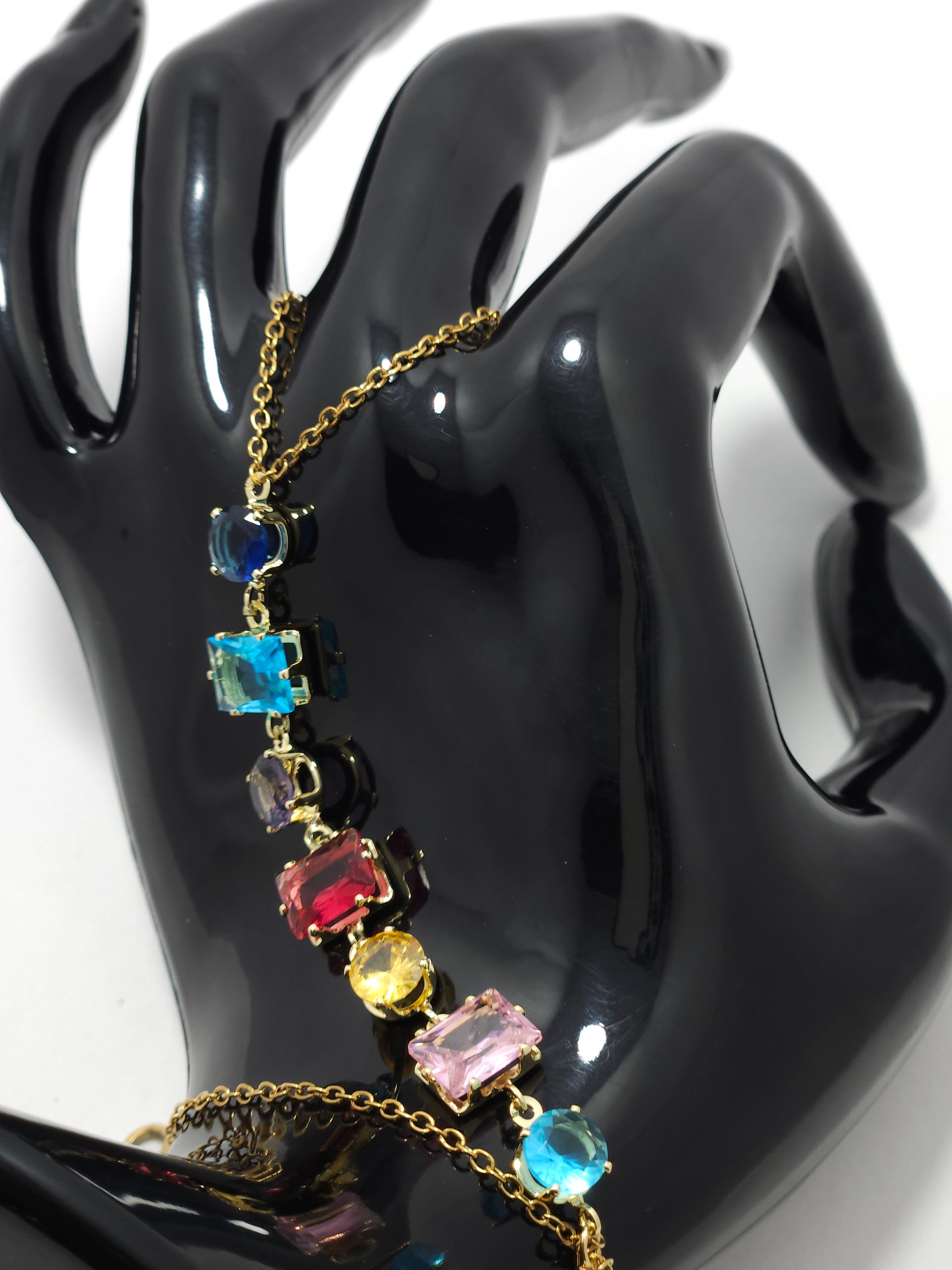 Multicolor Crystal Hand Harness Bracelet (Designer Haathphool)