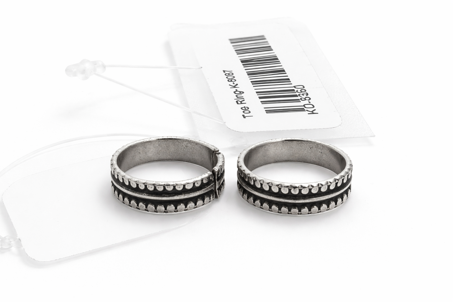 Oxidised Beaded Adjustable Toe Rings (Pair)