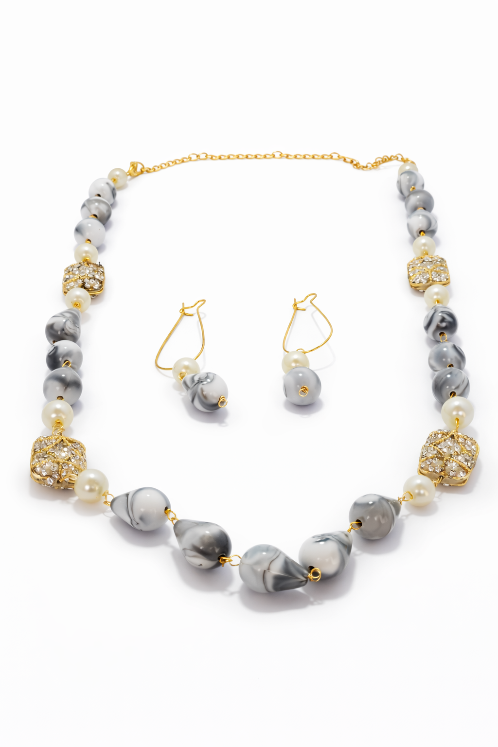 Marble Pearl Luxe Beaded Necklace Set