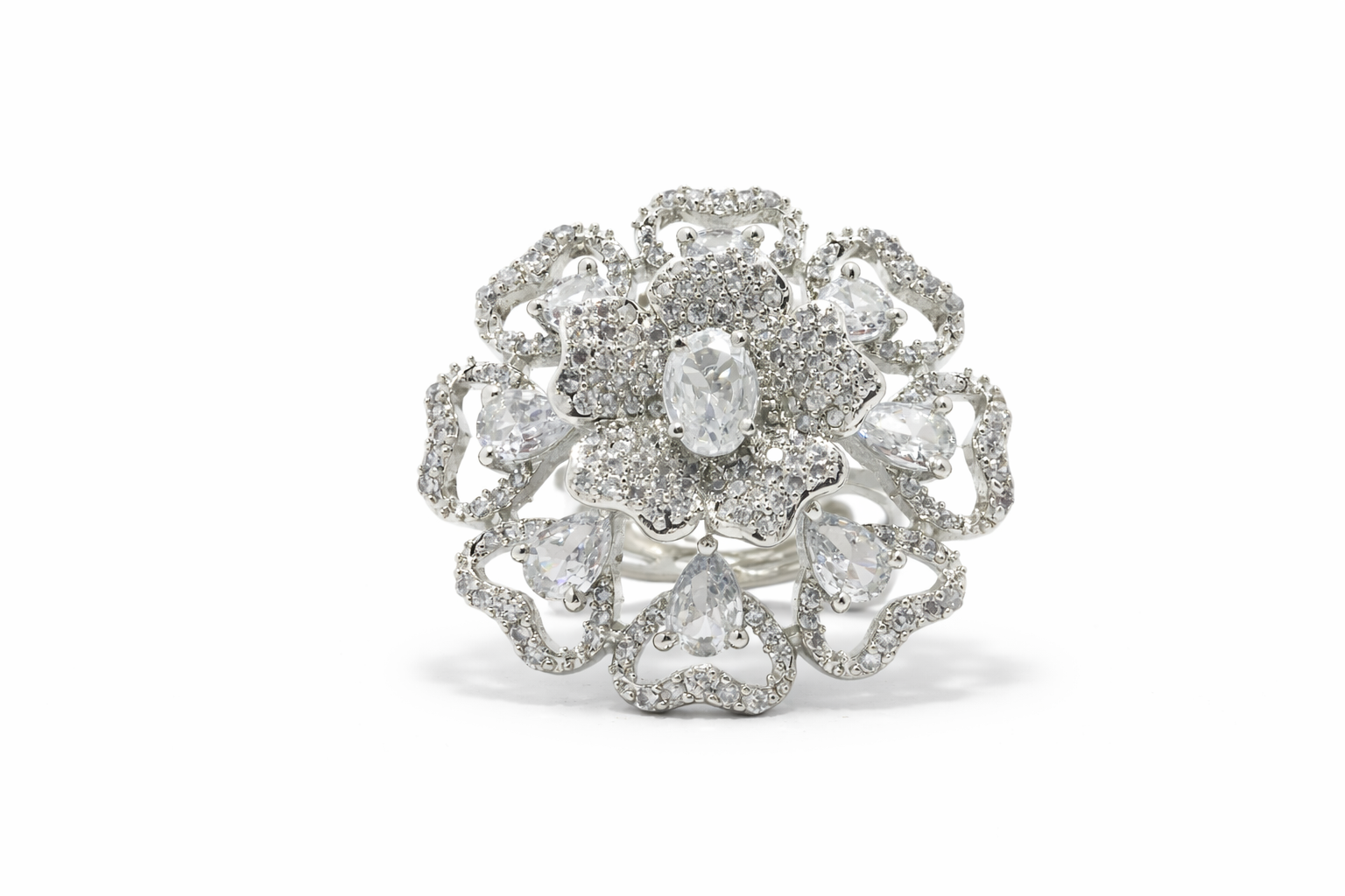 Royal Bloom American Diamond Statement Ring