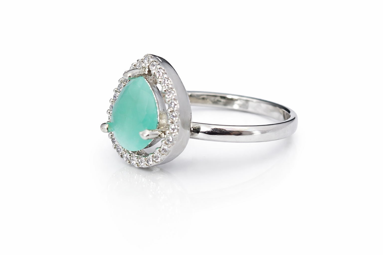 Emerald Drop American Diamond Ring