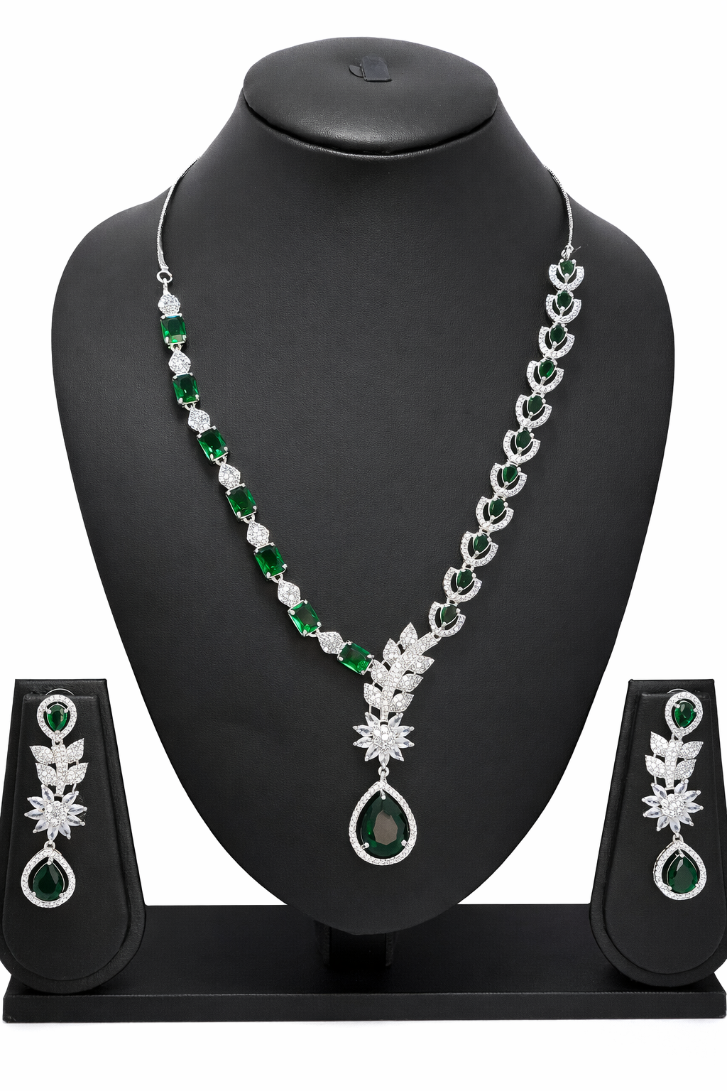 Emerald Royale American Diamond Necklace Set
