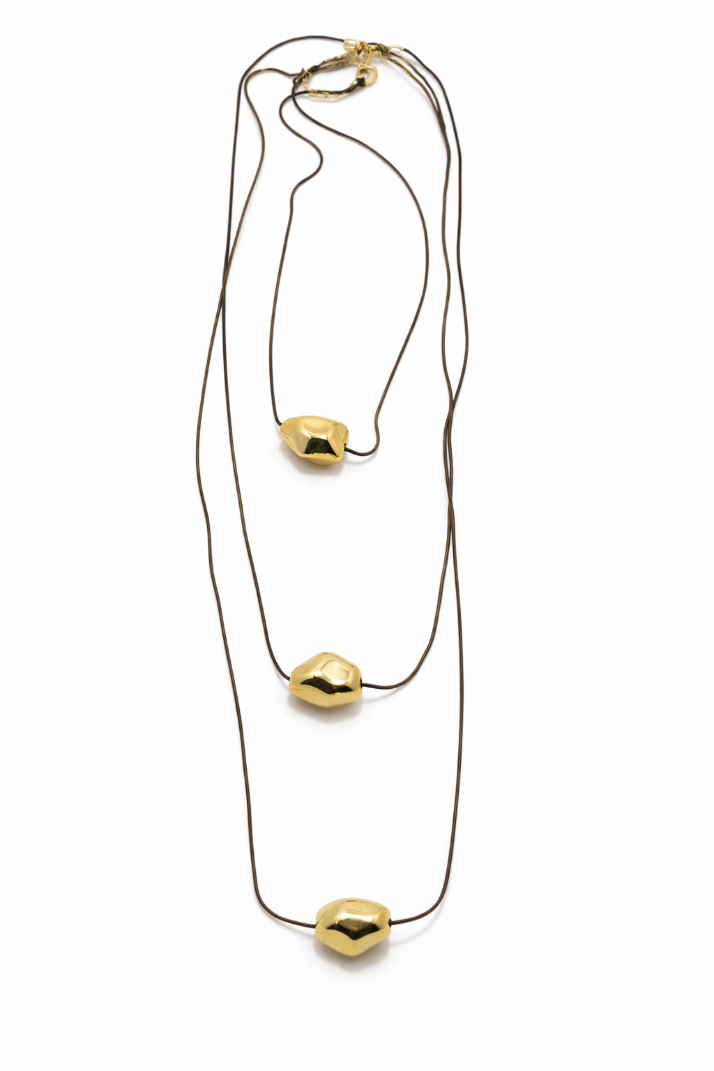 Molten Gold Anti-Tarnish Layered Pendant Necklace