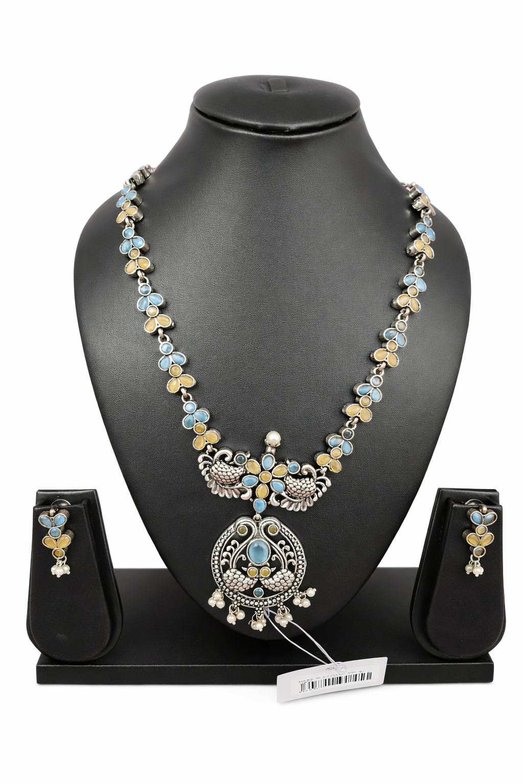 Peacock Bloom Oxidised Necklace Set