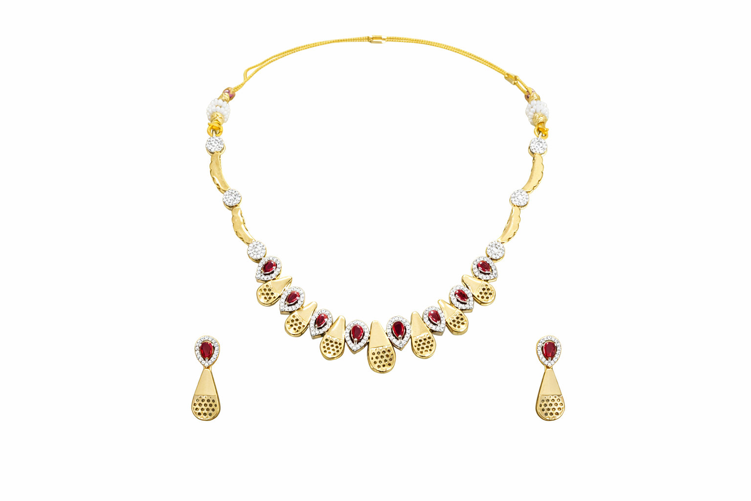 Ruby Radiance American Diamond Necklace Set