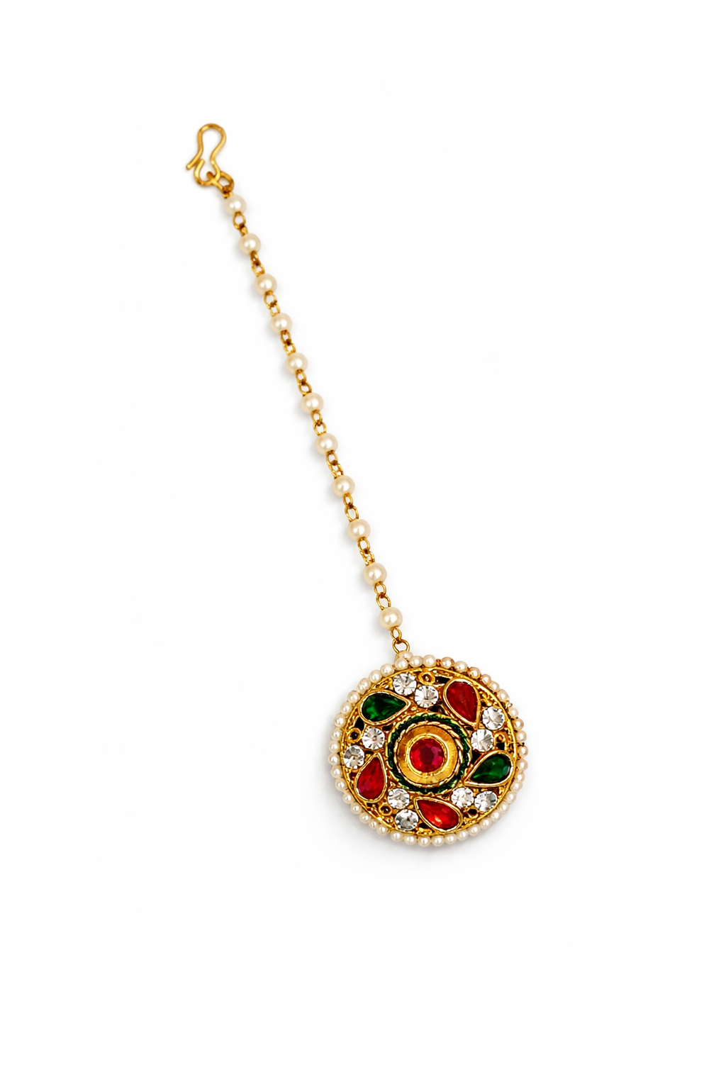 Traditional Kundan Pearl Borla (Maang Tikka)