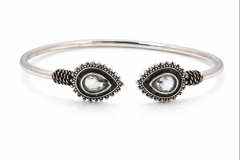 Royal Teardrop Oxidised Stone Cuff Bracelet