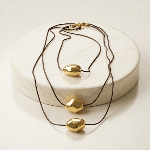 Molten Gold Anti-Tarnish Layered Pendant Necklace