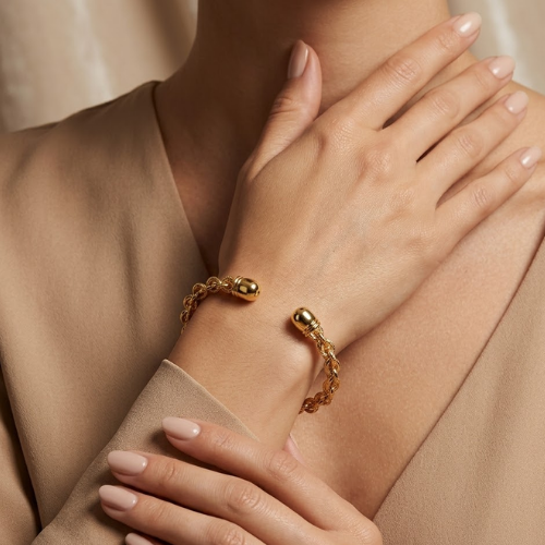 Luxe Chain Anti-Tarnish Gold Cuff Bracelet