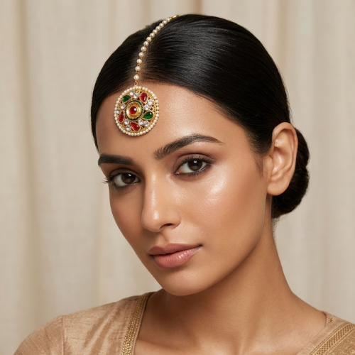 Traditional Kundan Pearl Borla (Maang Tikka)